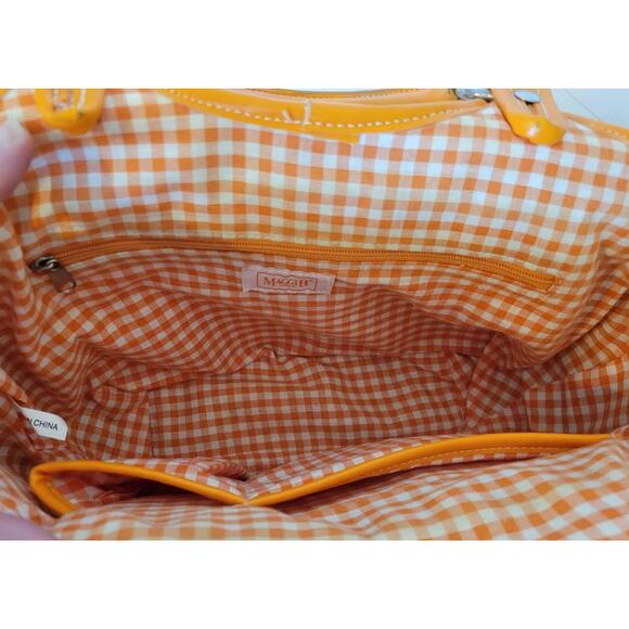 MAGGI B St Tropez Satchel Woven Straw Purse Tangerine MB23031 - Picture 3 of 6